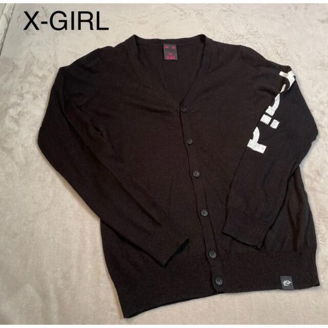 X-girl(エックスガール)のX-girlエックスガール　薄手カーディガン　ブラック　サイズ2 M レディースのトップス(カーディガン)の商品写真