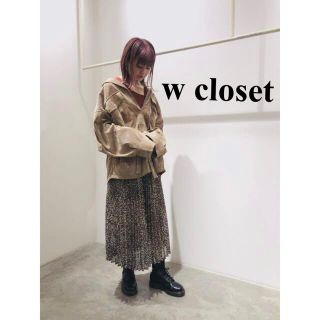 ダブルクローゼット(w closet)の新品　wcloset ダブルクローゼットレオパード　プリーツ　ロング　スカート(ロングスカート)