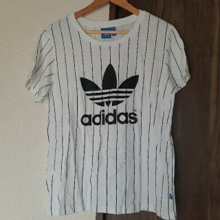 アディダス(adidas)のadidas　アディダス　Tシャツ　カットソー　ストライプ(Tシャツ(半袖/袖なし))