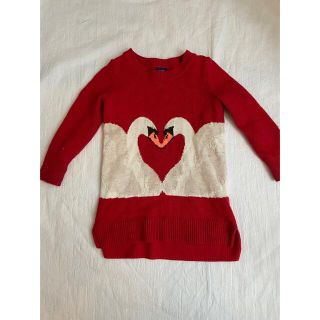 ベビーギャップ(babyGAP)のbabygapスワン柄ニットワンピース2歳80〜90サイズ(ワンピース)