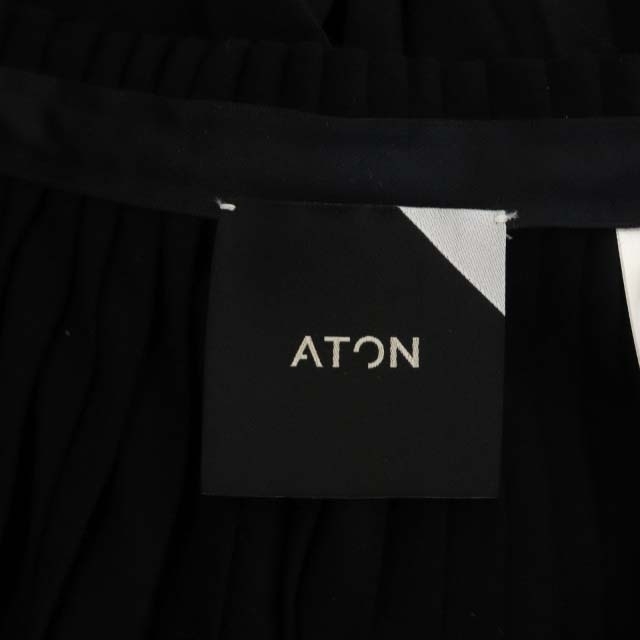 ATON(エイトン)のエイトン WOOL PLAIN JERSEY スカート ロング プリーツ 1 黒 レディースのスカート(ロングスカート)の商品写真