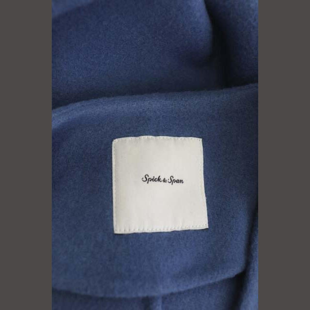 Spick & Span(スピックアンドスパン)のスピック&スパン ビーバーフォールドラペルコート ノーカラー ベルト付き 青 レディースのジャケット/アウター(その他)の商品写真