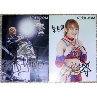 女子プロレス　スターダム　ジュリア＆朱里　アリカバ　 直筆サイン入りポートレート(格闘技/プロレス)