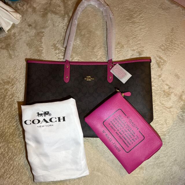 coachCOACH コーチ　トートバッグ　BROWN/PINK