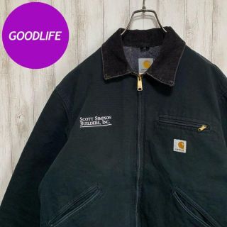 カーハート(carhartt)の【USA製】 希少 カーハート 企業ロゴ 刺繍 ダック デトロイトジャケット 黒(ブルゾン)
