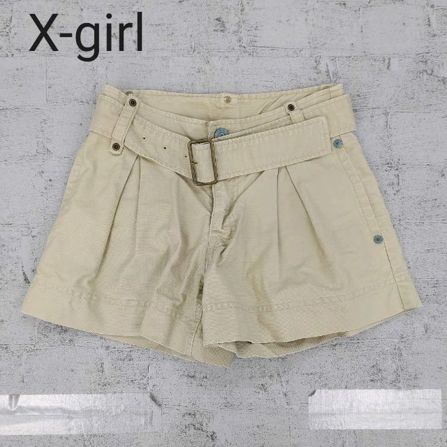 X-girl(エックスガール)のX-girl　エックスガール　ベルト付きキュロットショートパンツ レディースのパンツ(ショートパンツ)の商品写真