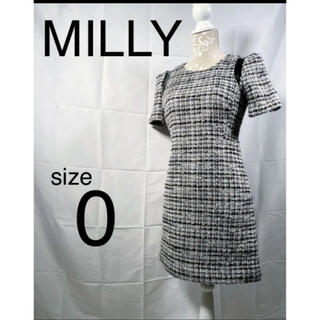 Milly - MIllY ツイード 袖付き ミニ ワンピース ミリー サイズ0の通販