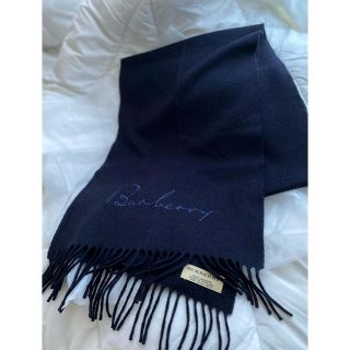 美品】BURBERRY バーバリー スカーフ ショールブルー レディース-