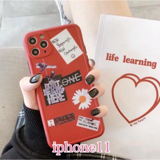 【お値下げ中】iphone11 お花レッド iphoneケース(iPhoneケース)