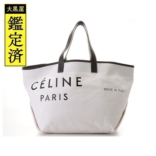 CELINE　メイドイントート　ホワイト　キャンバス/カーフ【431】