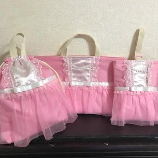 お姫様の入園・入学3点セット☆ラブリーピンクの可愛いドレス(外出用品)