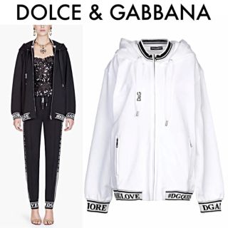 ドルチェアンドガッバーナ(DOLCE&GABBANA)の【美品】定価10万　DOLCE&GABBANA  スウェットパーカー　白　正規品(パーカー)