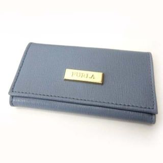 フルラ(Furla)のフルラ FURLA キーケース 6連 レザー 皮革製 ゴールドロゴ ブルーグレー(キーケース)