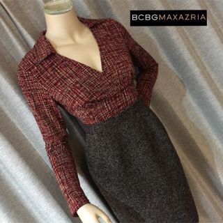 ビーシービージーマックスアズリア(BCBGMAXAZRIA)のBCBG◆アメリカ製チェック襟カットソー(カットソー(長袖/七分))