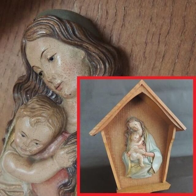 人気ショップ 1960年代 聖母子像　聖母像 アンリ　プラーク　木彫り　マリア 彫刻+オブジェ