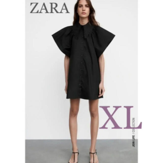 ZARA(ザラ)の【新品・未使用】ZARA ポプリン  ミニ ワンピース  XL レディースのワンピース(ミニワンピース)の商品写真