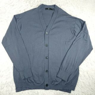 ユニクロ(UNIQLO)の美品 ユニクロ +J シルクコットン Vネック カーディガン L グレー(カーディガン)