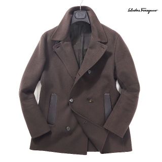 サルヴァトーレフェラガモ(Salvatore Ferragamo)のd22-02256 サルバトーレ　フェラガモ　35万ウールレザーディテールコート(テーラードジャケット)