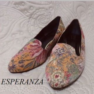 エスペランサ(ESPERANZA)のESPERANZAエスペランサ♡花柄刺繍フラットパンプス(ハイヒール/パンプス)