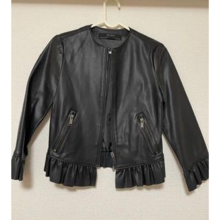 ザラ(ZARA)のZARA ライダースジャケット フェイクレザージャケット ノーカラージャケット(ノーカラージャケット)