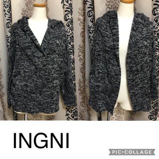 イング(INGNI)のイング♡ミックスグレーフード付きカーディガン(カーディガン)