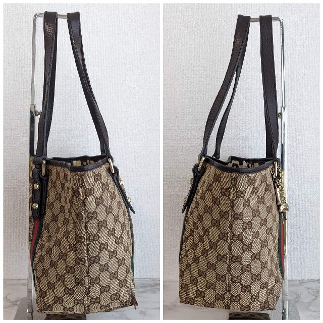 Gucci(グッチ)のGUCCI シェリーライン GG柄 トートバッグ レザー ベージュ ブラウン レディースのバッグ(トートバッグ)の商品写真