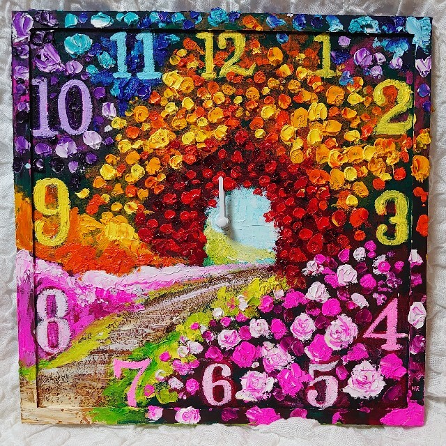 【2022福袋】 油絵 時計【花の道】 絵画 絵画+タペストリー 【2022福袋】 油絵 時計【花の道】 絵画 絵画+タペストリー