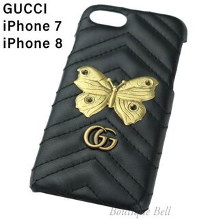 Gucci - 【グッチ】バタフライアップリケ iPhone7/8 ケース ブラックの 