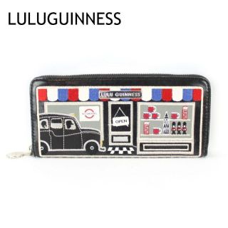 ルルギネス(LULU GUINNESS)のルルギネス★ショップ柄　長財布　ラウンドファスナー　黒　ウォレット　大容量(財布)