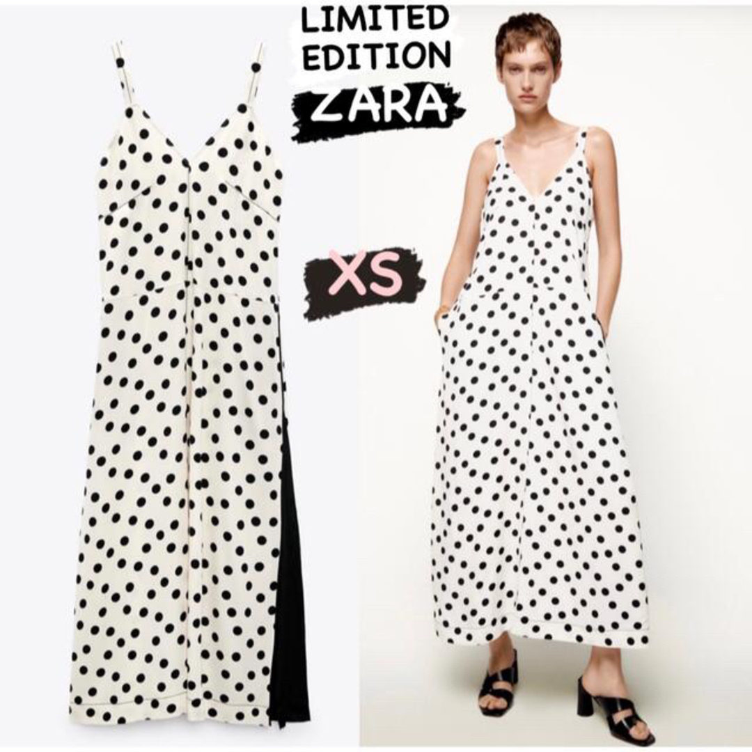 ZARA ドットプリント キャミソールワンピース-LIMITED EDITION