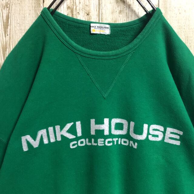 mikihouse(ミキハウス)のミキハウス 日本製 ビッグロゴ ラメプリント グリーン ゆるダボ スウェット メンズのトップス(スウェット)の商品写真