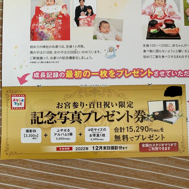 Kitamura(キタムラ)のスタジオマリオ チケットの優待券/割引券(その他)の商品写真