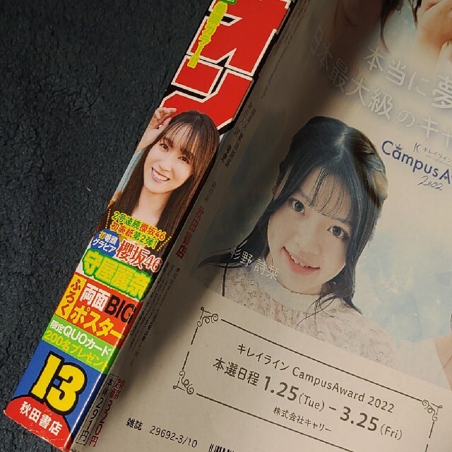 秋田書店(アキタショテン)の櫻坂46  守屋麗奈  週刊少年チャンピオン  13号   応募券無 エンタメ/ホビーの雑誌(アート/エンタメ/ホビー)の商品写真