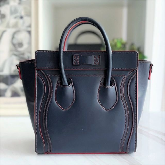 その】 celine - 美品☆ セリーヌ ラゲージ ナノ ネイビー×赤 2way
