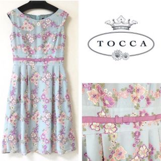 トッカ(TOCCA)のタグ付き新品 TOCCA アマリリスドレス 00 パープル トッカワンピース(ひざ丈ワンピース)