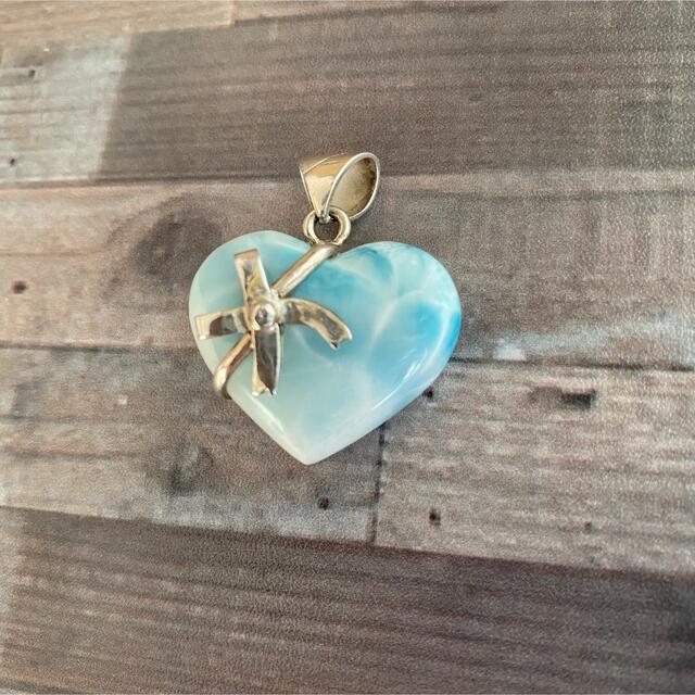 ラリマー larimar ペンダントトップ リボン付きハート