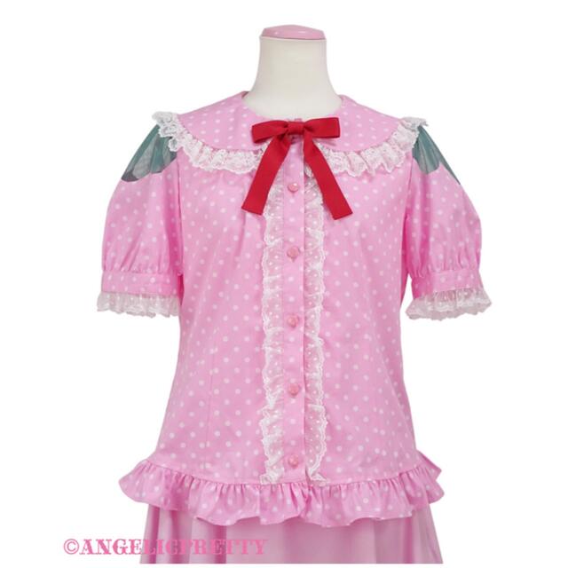 Angelic Pretty(アンジェリックプリティー)のAngelic Pretty Strawberryブラウス　ピンク レディースのトップス(シャツ/ブラウス(半袖/袖なし))の商品写真