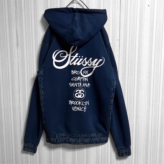 ステューシー WORLD TOUR ZIP HOODIE/ジップ/パーカー M