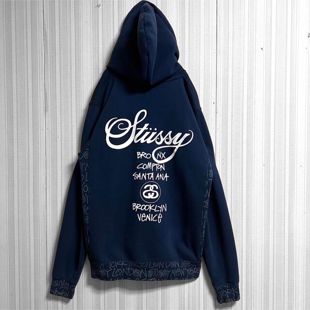 STUSSY/ステューシー/ジップ パーカー/ワールドツアー/ビックロゴ/M