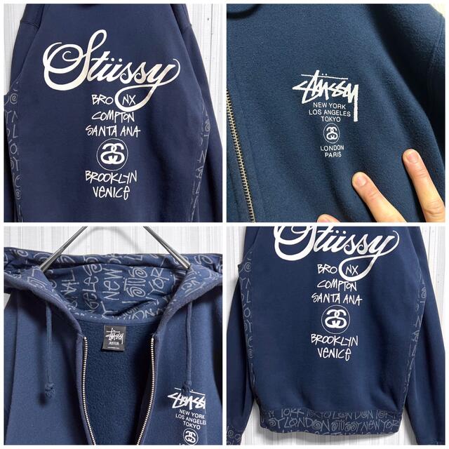 STUSSY/ステューシー/ジップ パーカー/ワールドツアー/ビックロゴ/M