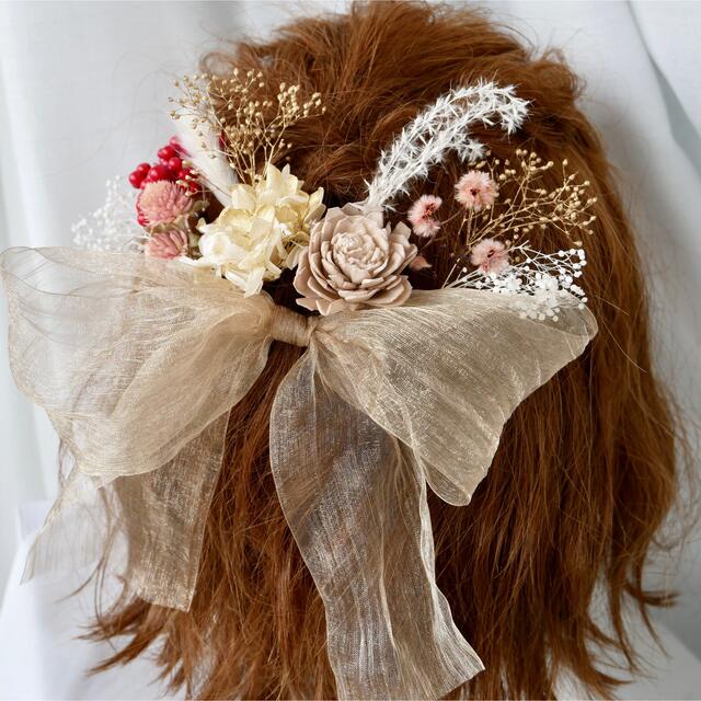 ドライフラワー髪飾り　成人式、結婚式、卒業式に　4 ハンドメイドのアクセサリー(ヘアアクセサリー)の商品写真