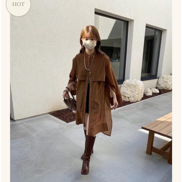 nuyuh design over sheer shirt ブラウン シャツ 超ポイント祭 期間