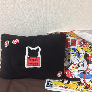 （一週間限定値下げ！）黒ヒョウ 黒猫 しっぽ付き枕♪ ディズニー袋付き(枕)