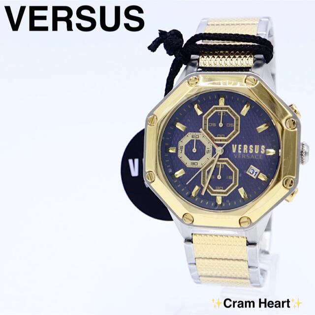 【新品】VERSUS VERSACE ゴールド クロノグラフ メンズ 腕時計