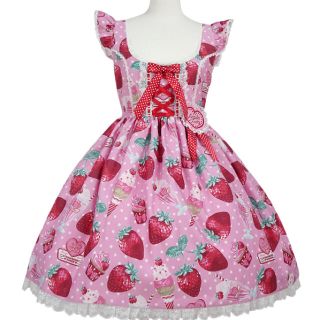 Angelic Pretty Fresh Strawberry Diner - ひざ丈ワンピース