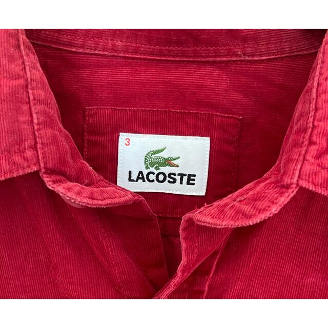 LACOSTE(ラコステ)のLACOSTE ラコステ コーデュロイ  BDシャツ　レッドS ワンポイント刺繍 メンズのトップス(シャツ)の商品写真