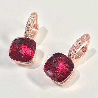 ★キラキラぷっくり☆　パブェピアス　キャンディストーン　レッド　ポーチ付き(ピアス)