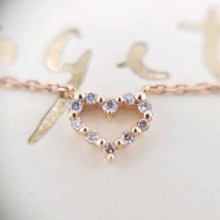 アガット(agete)のアガット agete オープンハートネックレス ダイヤ0.06ct K10 PG(ネックレス)