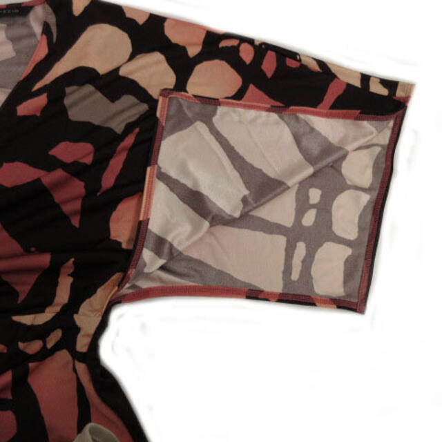 NOVESPAZIO(ノーベスパジオ)のノーベスパジオ ワンピース 半袖 ミディ丈 インナー付き 総柄 ピンク 茶 38 レディースのフォーマル/ドレス(礼服/喪服)の商品写真
