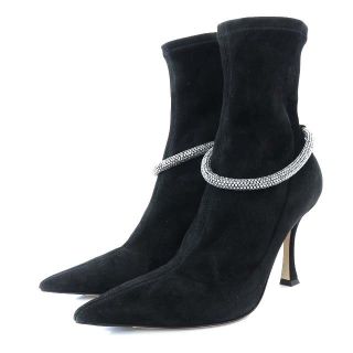 ジミーチュウ(JIMMY CHOO)のジミーチュウソックブーツ ショートブーツ スエード ポインテッドトゥ 38(ブーツ)